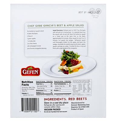 Gefen Organic Red Beets, Whole, Peeled, Cooked & Ready to Eat, 1.1lb (3 Pack)