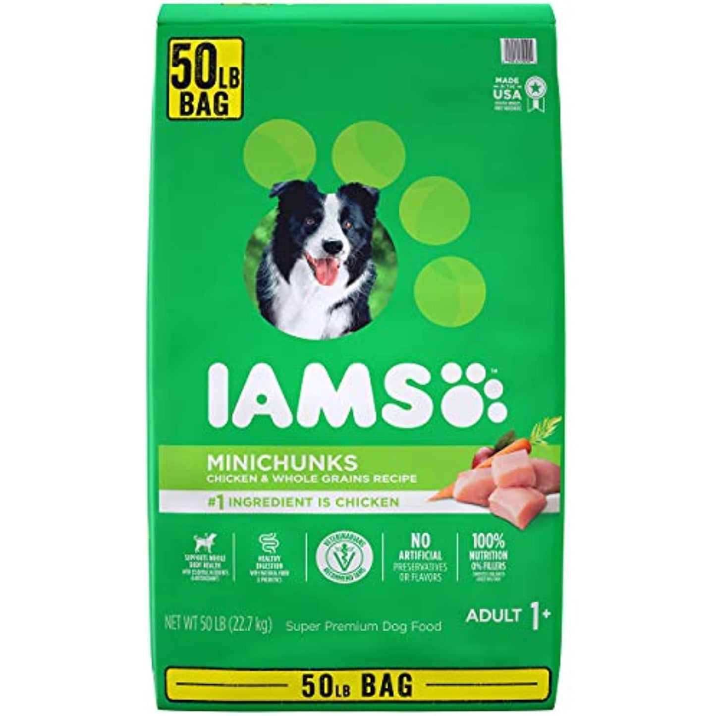 IAMS PROACTIVE HEALTH Adult Minichunks Small Dry Dog Food Chicken Dog Kibble, 50 lb. Bag