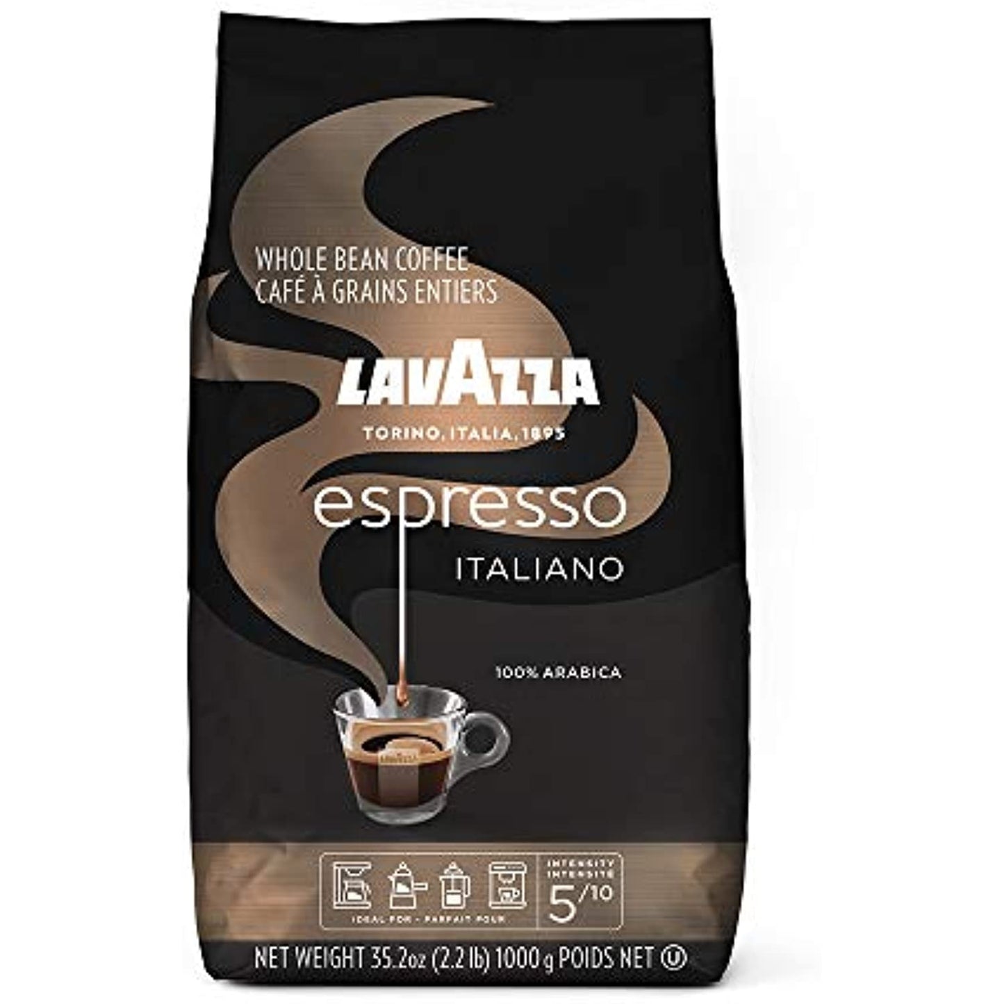 Lavazza Espresso Italiano Whole Bean Coffee Blend, Medium Roast, 2.2 Pound Bag (Packaging May Vary) Authentic Italian, Blended And Roasted in Italy, Non GMO, 100% Arabica, Rich bodied