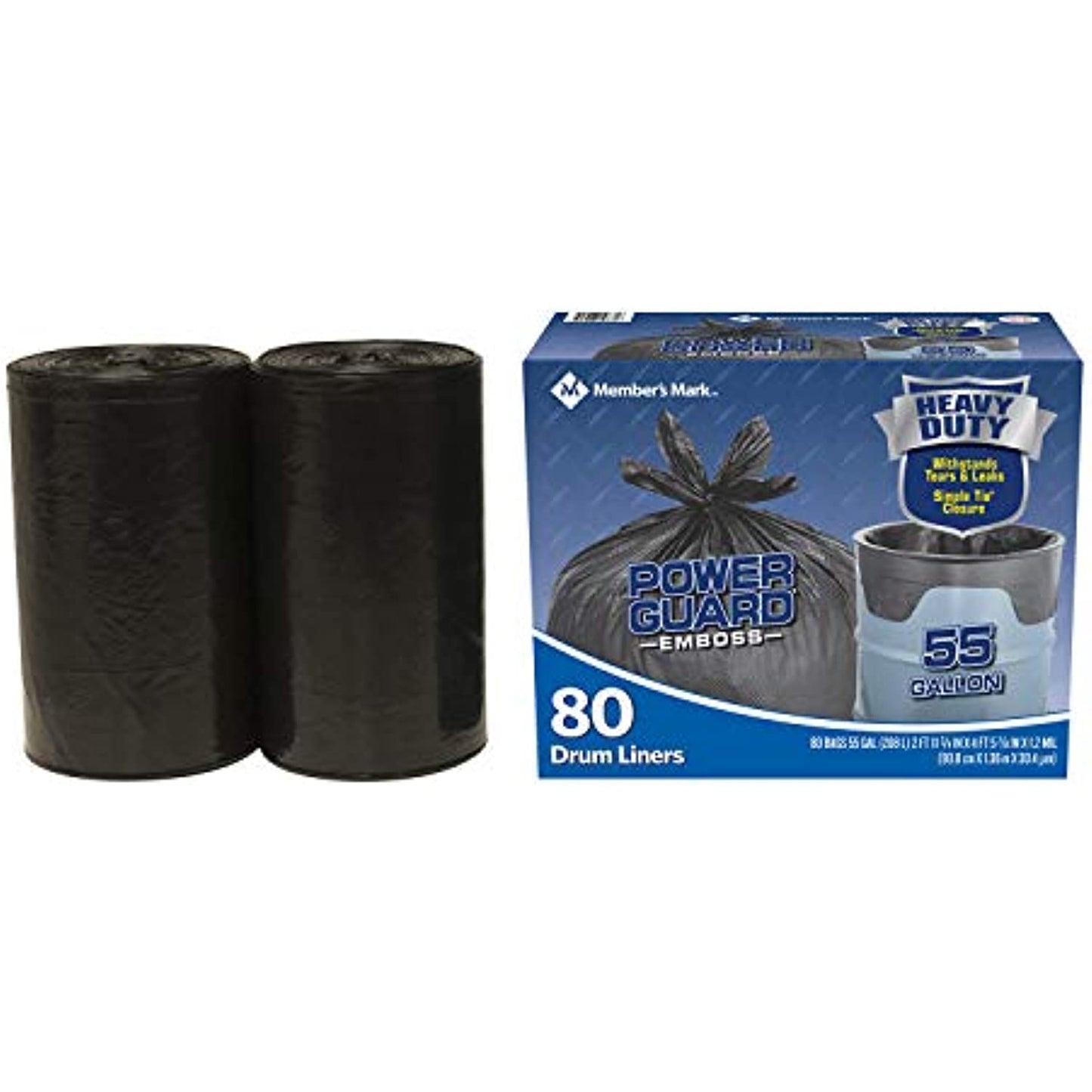Member's Mark Simple Tie Drum Liner, 55 Gallon, 80 Ct, Black (WCE080B) (1)