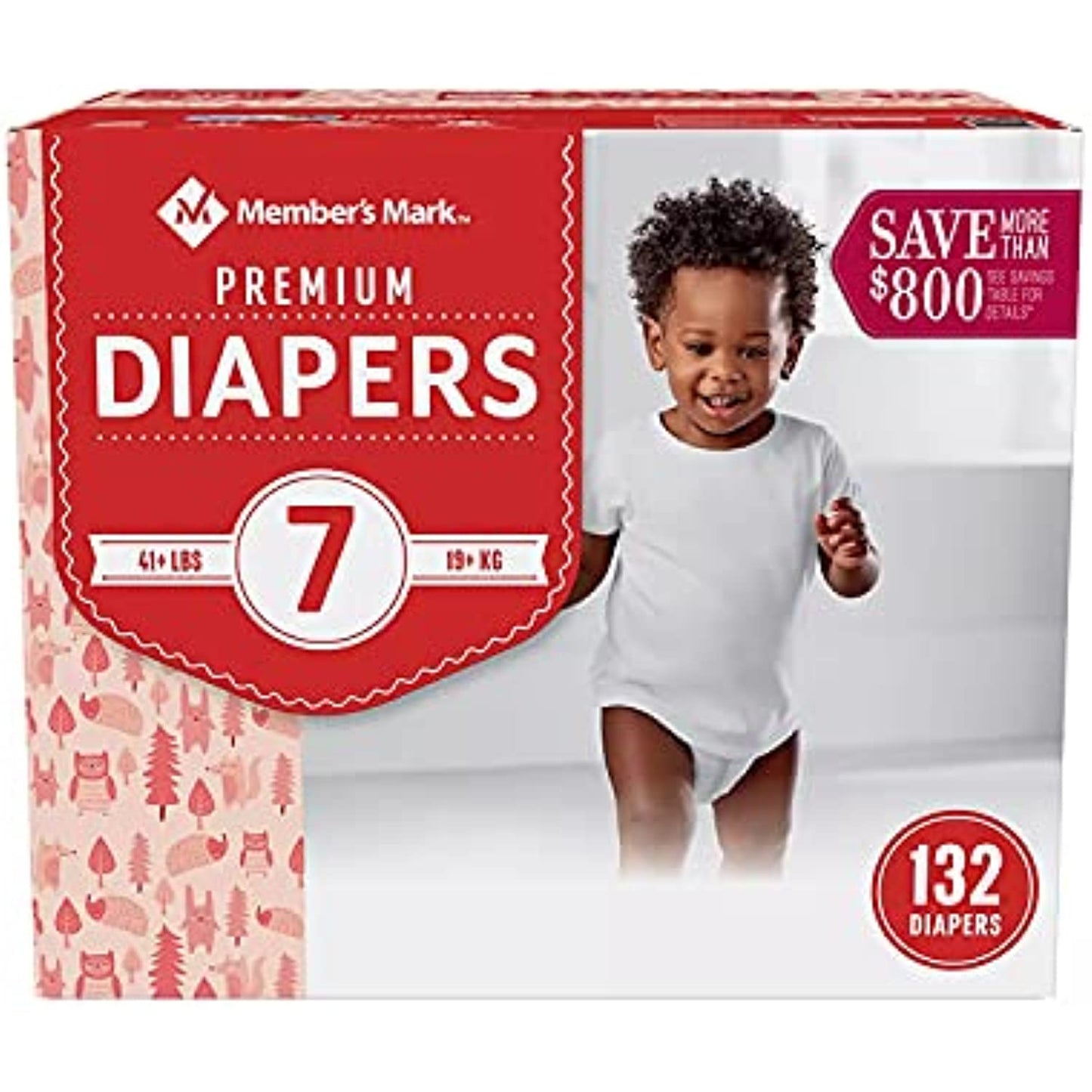 Members Mark Premium Baby Diapers Size 7 (41+ Pounds), 132 Count