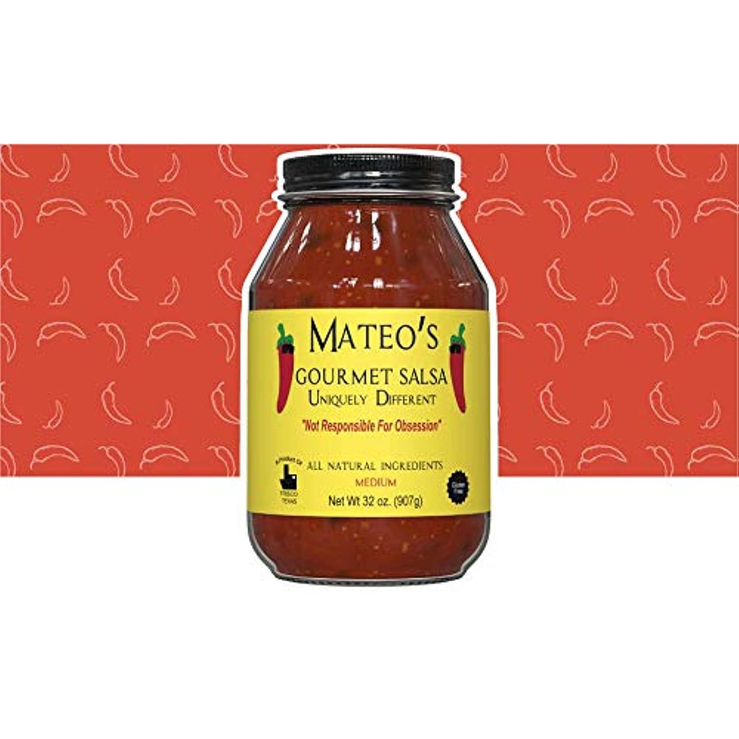 Mateo�s Gourmet Salsa - Medium Hot Spicy Salsa Dip for Tortillas, Tacos, Nachos, Chips, Snacks, Salads - No Gluten, Made of Fresh Tomatoes & Jalapeno Peppers - Product of Frisco, Texas - 3-Pack 32oz