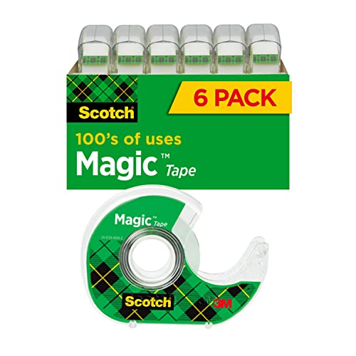 Scotch Magic Tape, 6 Rolls with Dispensers, Great for Gift Wrapping, Numerous Applications, Invisible, Engineered for Repairing, 3/4 x 650 Inches (6122) (6 Pack)