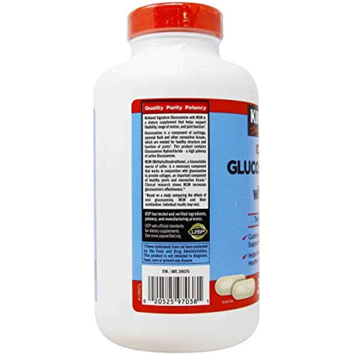 Kirkland Signature Extra Strength Glucosamine HCI 1500mg, With MSM 1500 mg, 375-Count Tablets