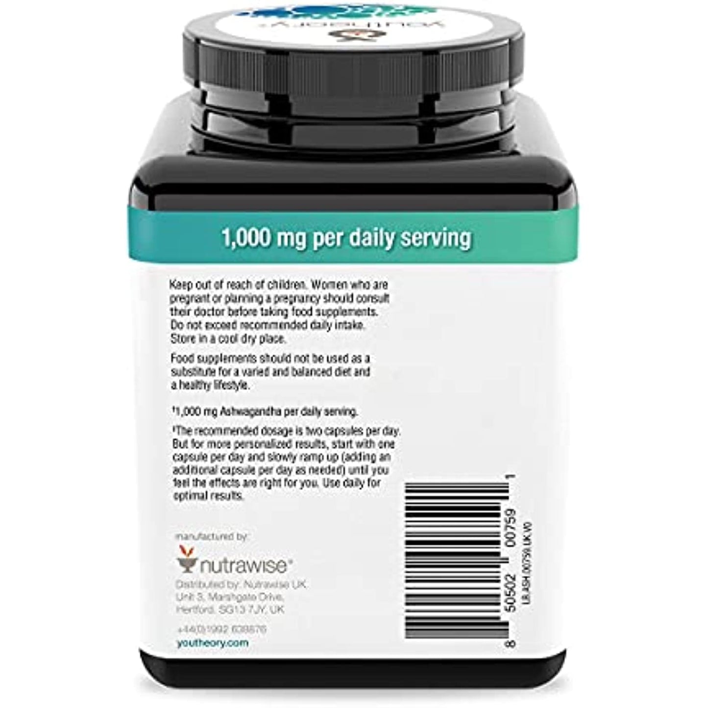 Youtheory Ashwagandha Vegetarian Capsules Net Wt 150 Count