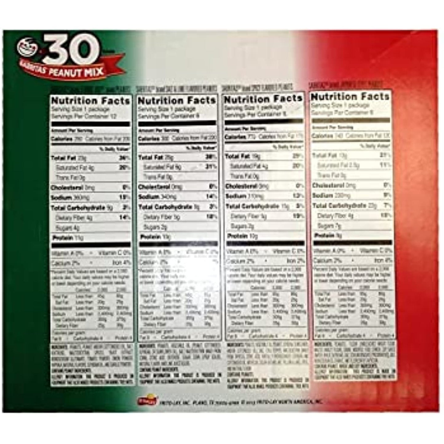 Frito Lay Sabritas Cacahuates Peanuts Mix (Box 30 / 1.625-Ounce Bags) Flamin Hot, Salt & Lime, Picante Spicy, Japanese Style Peanuts