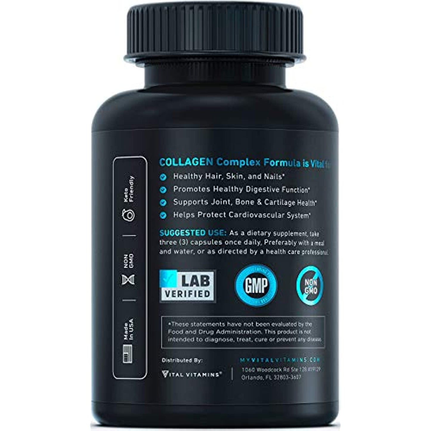 Vital Vitamins Multi Collagen Complex - Type I, II, III, V, X, Grass Fed, Non-GMO, 150 Capsules
