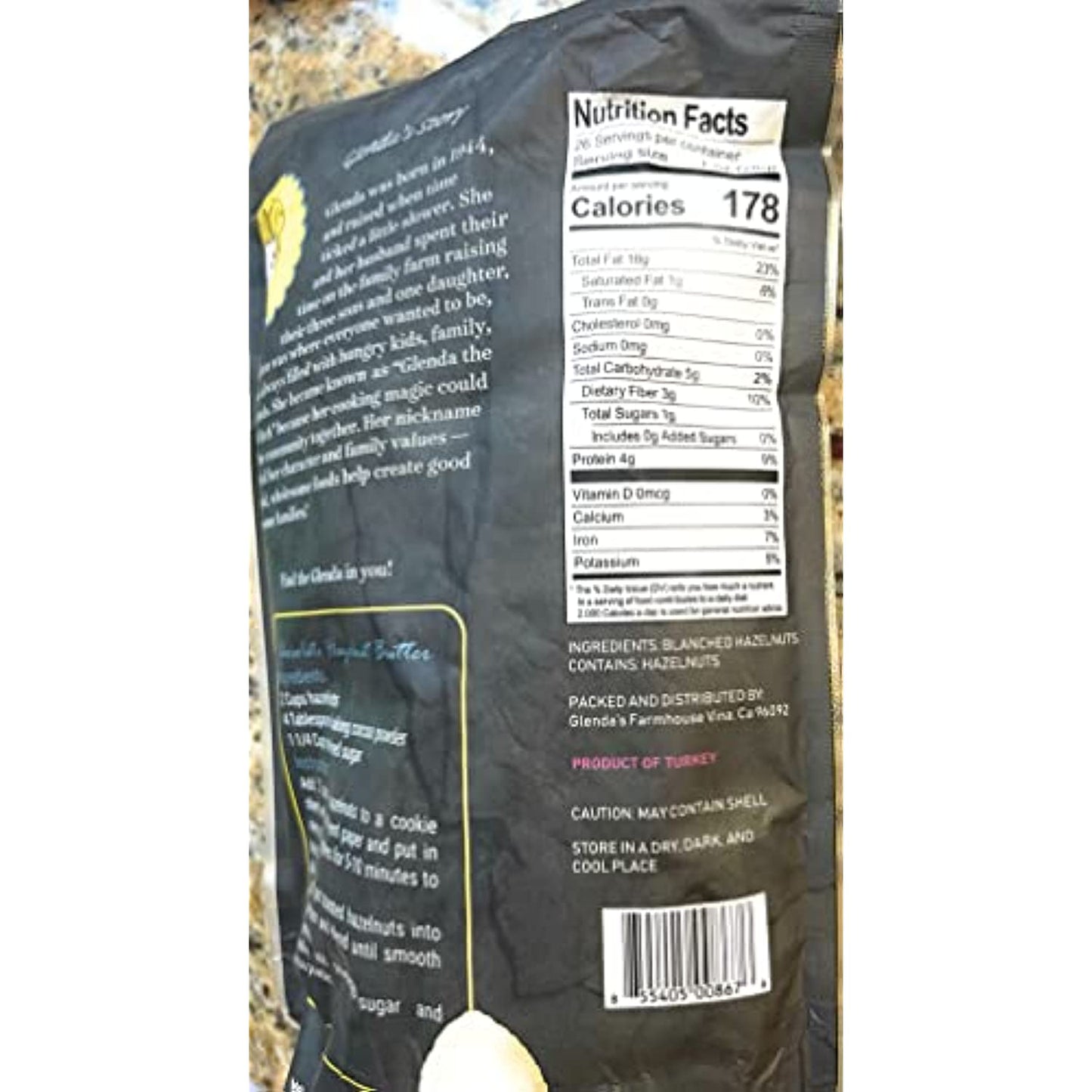 Glenda�s farmhouse hazelnut blanched unsalted unroasted vegan kosher gluten free non gmo hazelnuts 26 oz value pack 1,6 lb 2 packs keto friendly