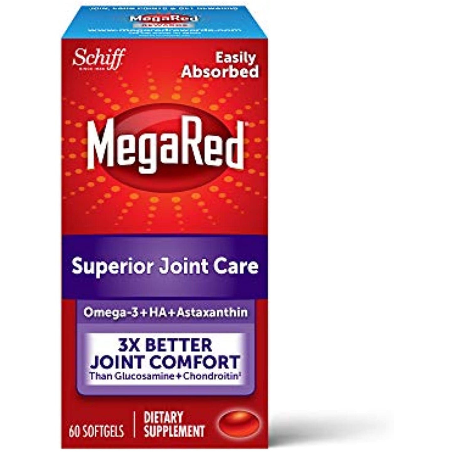 Schiff MegaRed Joint Care 60 Softgels Powerful Joint Pain Relief ,Comfort