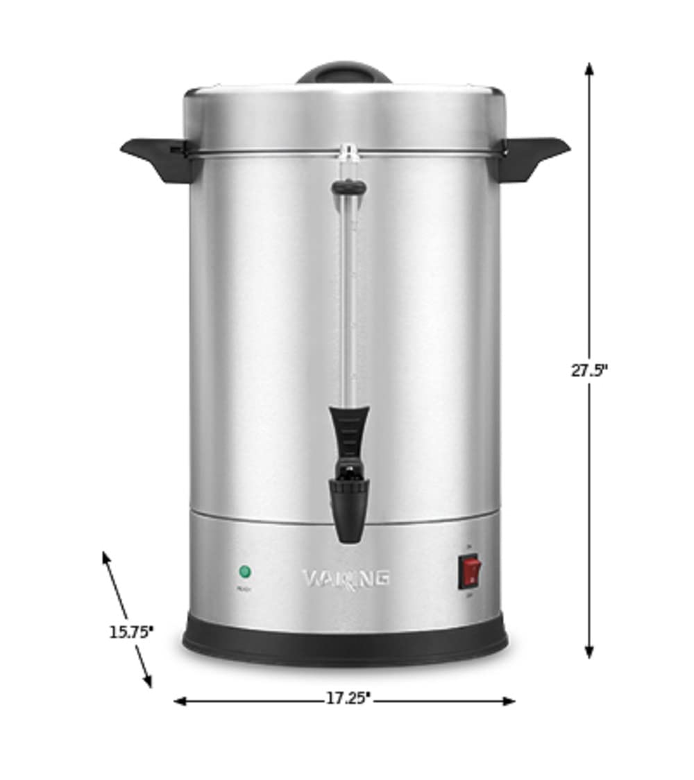 Waring Commercial WCU110 Coffee Urn, 110 Cup Capacity, Stainless Steel , 1500W, 120V, 5-15 Phase Plug