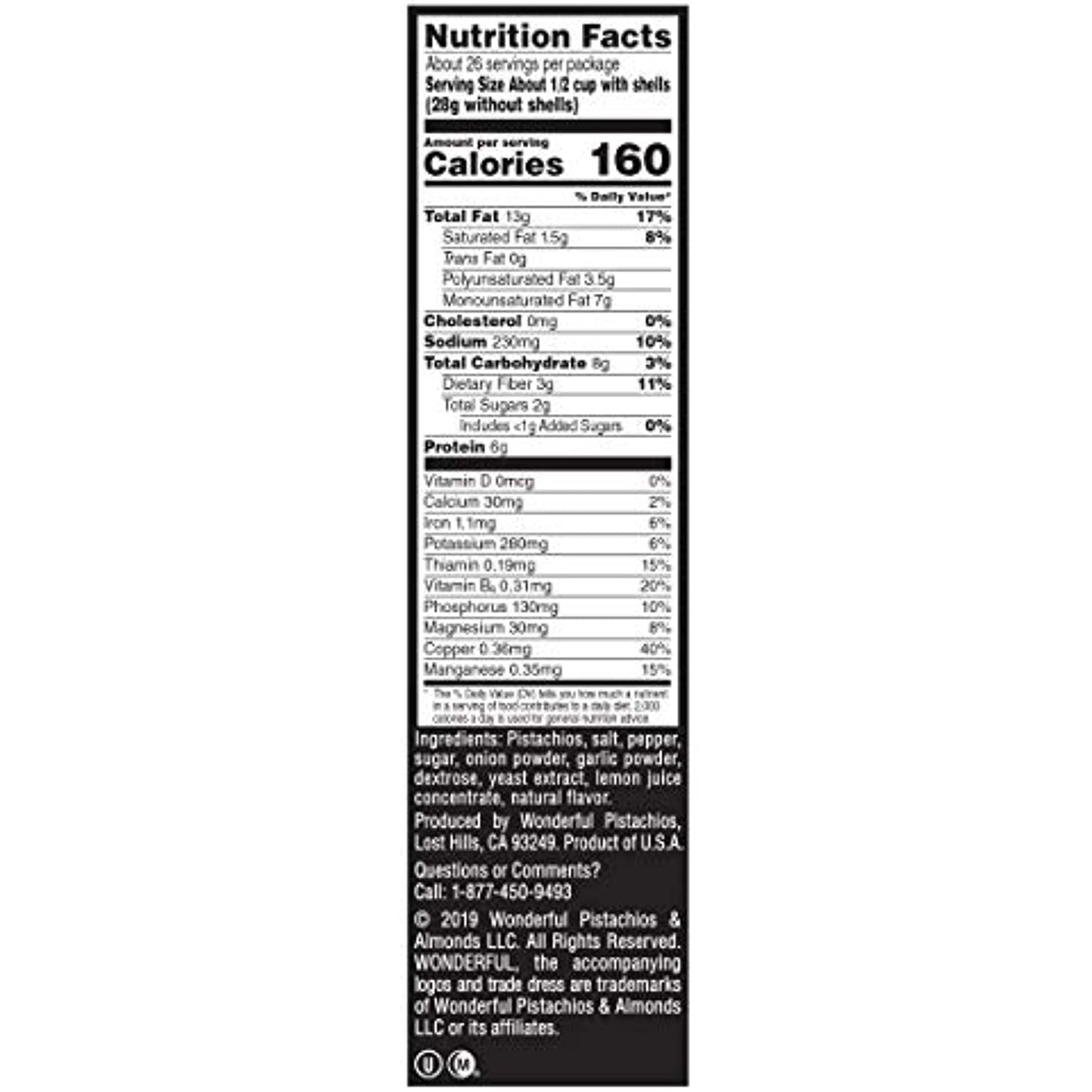 Wonderful Pistachios, Salt and Pepper Flavored, Bag, Salt & Pepper Flavor, 48 Ounce