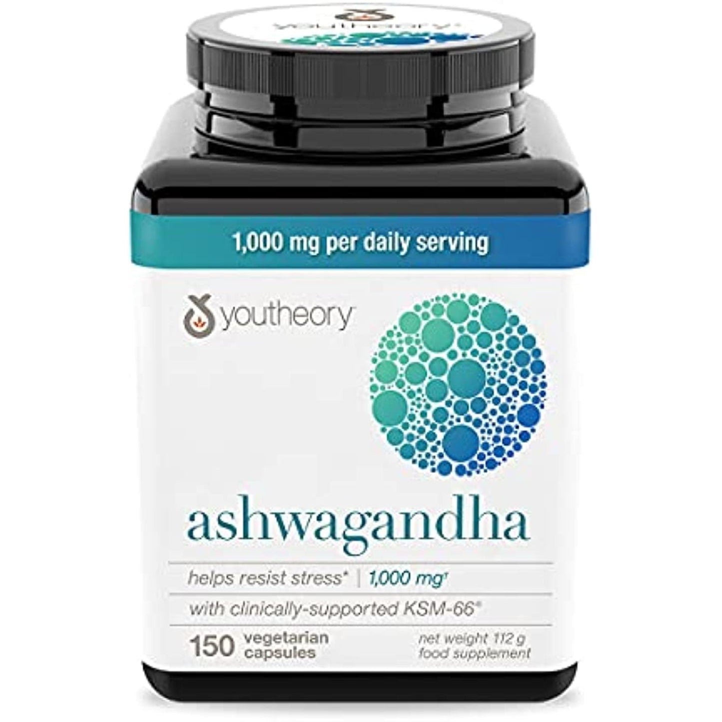 Youtheory Ashwagandha Vegetarian Capsules Net Wt 150 Count