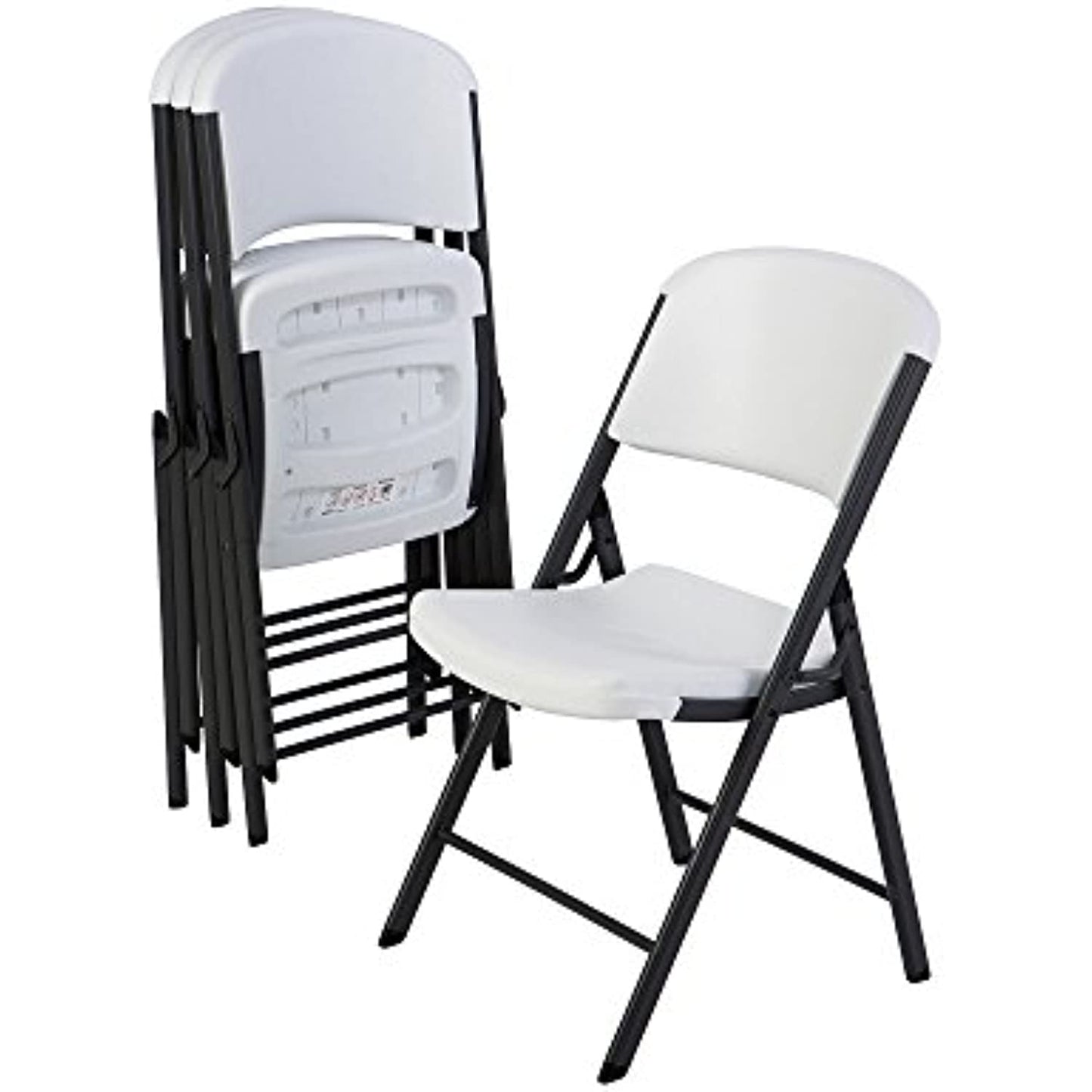 LIFETIME Commercial Grade Folding Chair, 4 Pack, White Granite