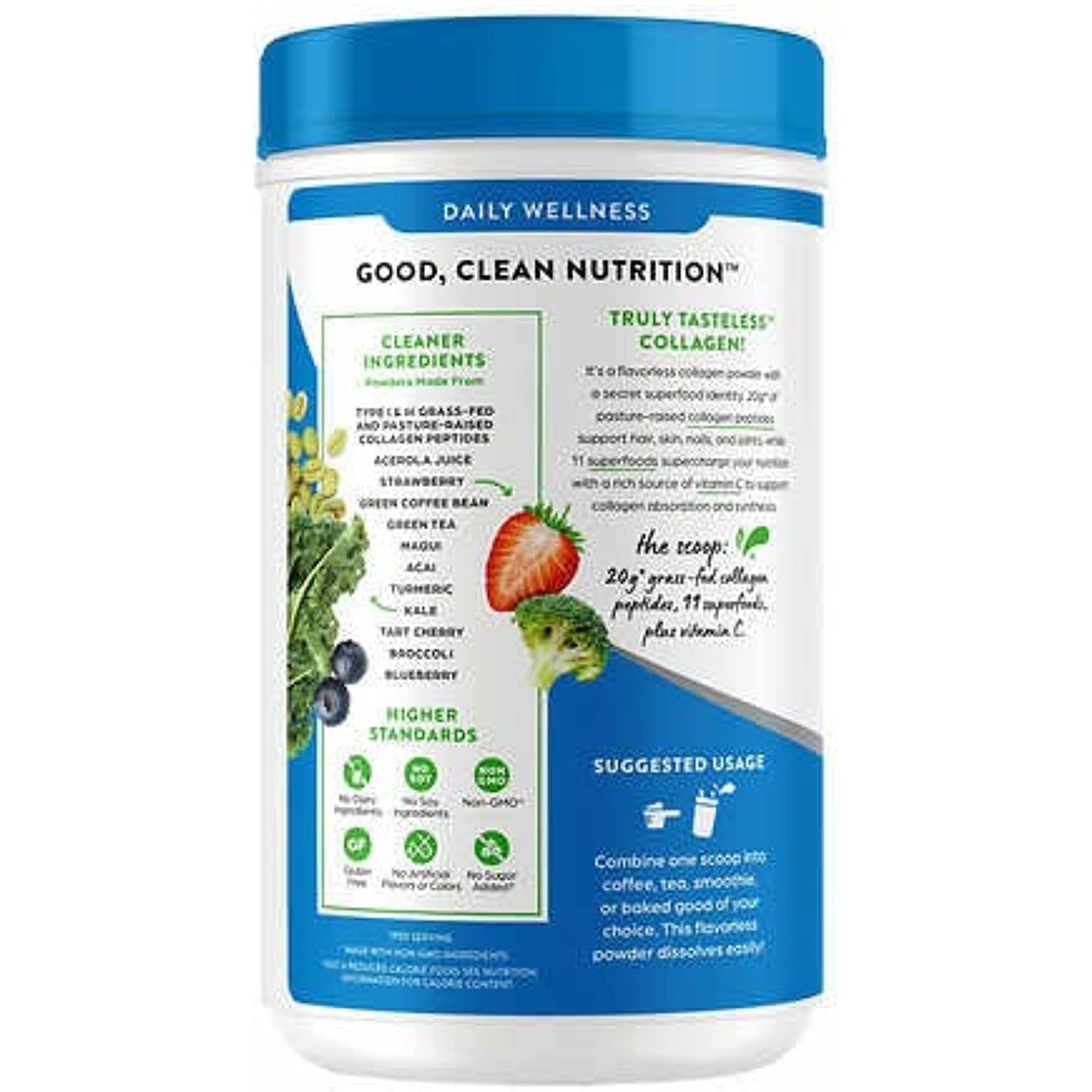 Orgain Collagen +Superfoods with 20 Grams of Grass-Fed Collagen and Vitamin C, Unflavored, 25.6 oz