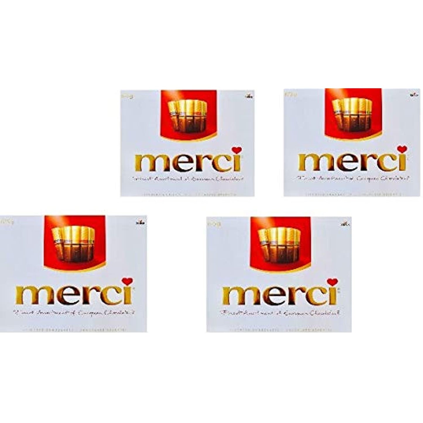Merci Finest Assortment of European Chocolates. 675grams / 23.8 ounce Value pack. 54 pieces of individually wrapped Fine European Chocolates. (assorted 4-Pack)
