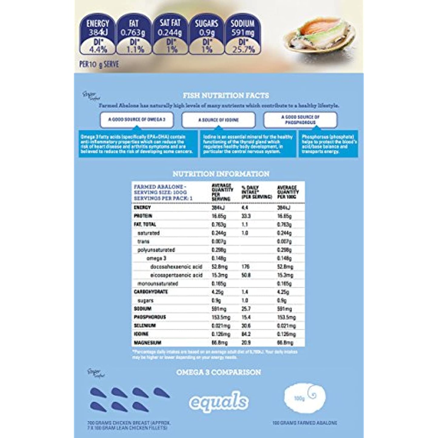 Ausab Ready to eat Canned Australian Abalone 8 pieces 15 oz