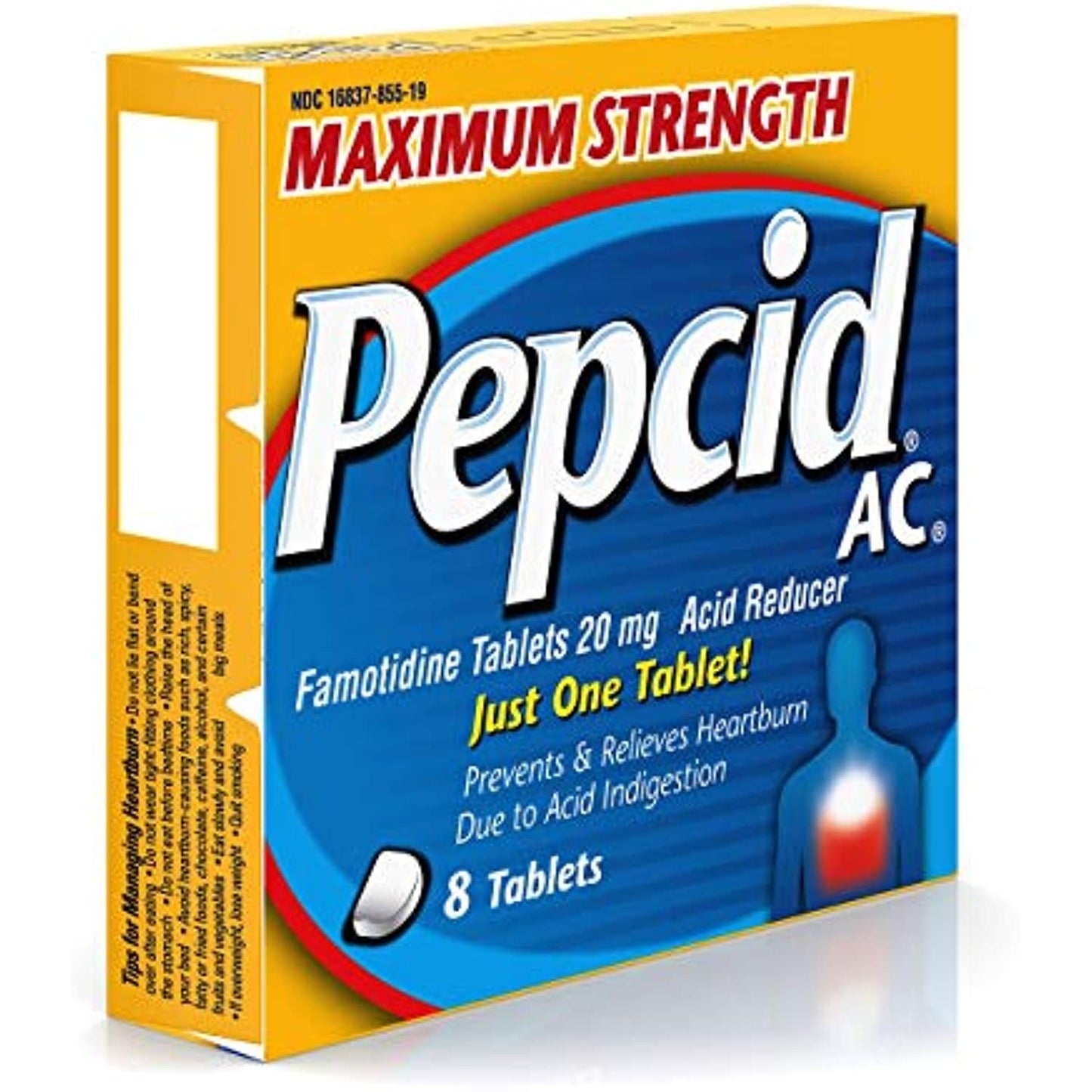 Pepcid AC Maximum Strength, 20 mg Famotidine for Heartburn Prevention & Relief, 8 Ct