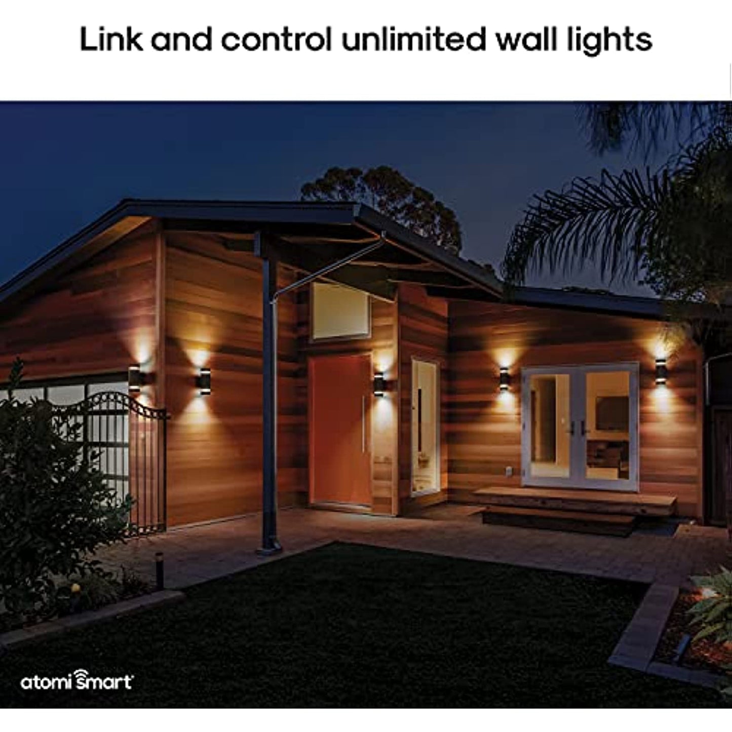Atomi Smart WiFi LED Wall Sconce Lights - 2 Pack, 1200 Lumens, Dimmable, Premium Aluminum Construction, IP65 All-Weather, Tunable White, Color Changing, Works with Voice Assistance