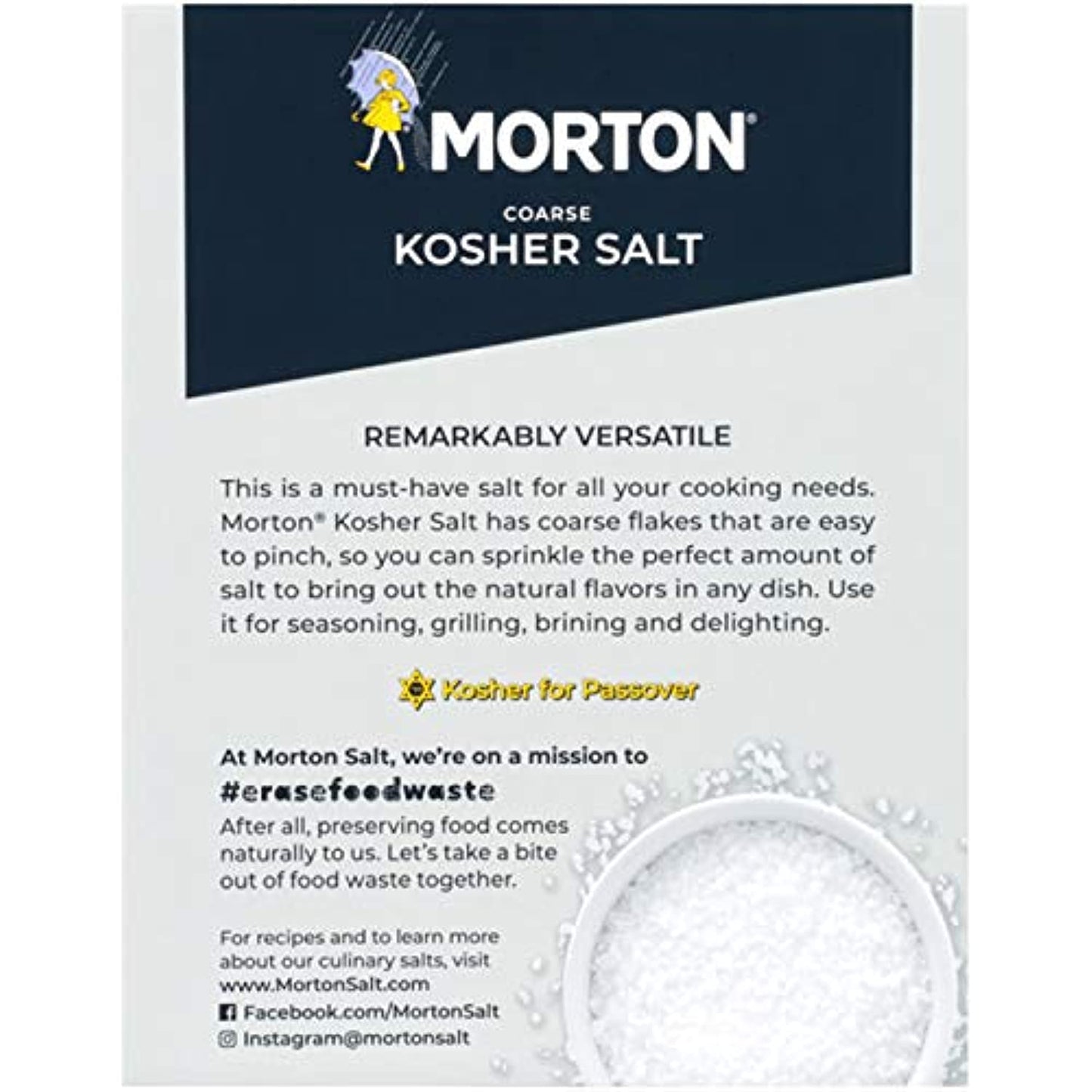 Morton Salt Kosher Salt, Coarse, 3 Pound (Pack of 4)
