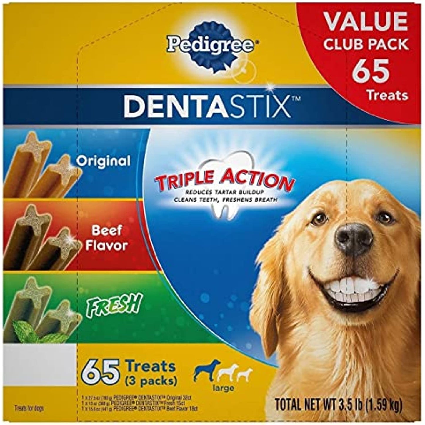 Pedigree Dentastix 65 Piece Variety Pack, 3.5 Pound