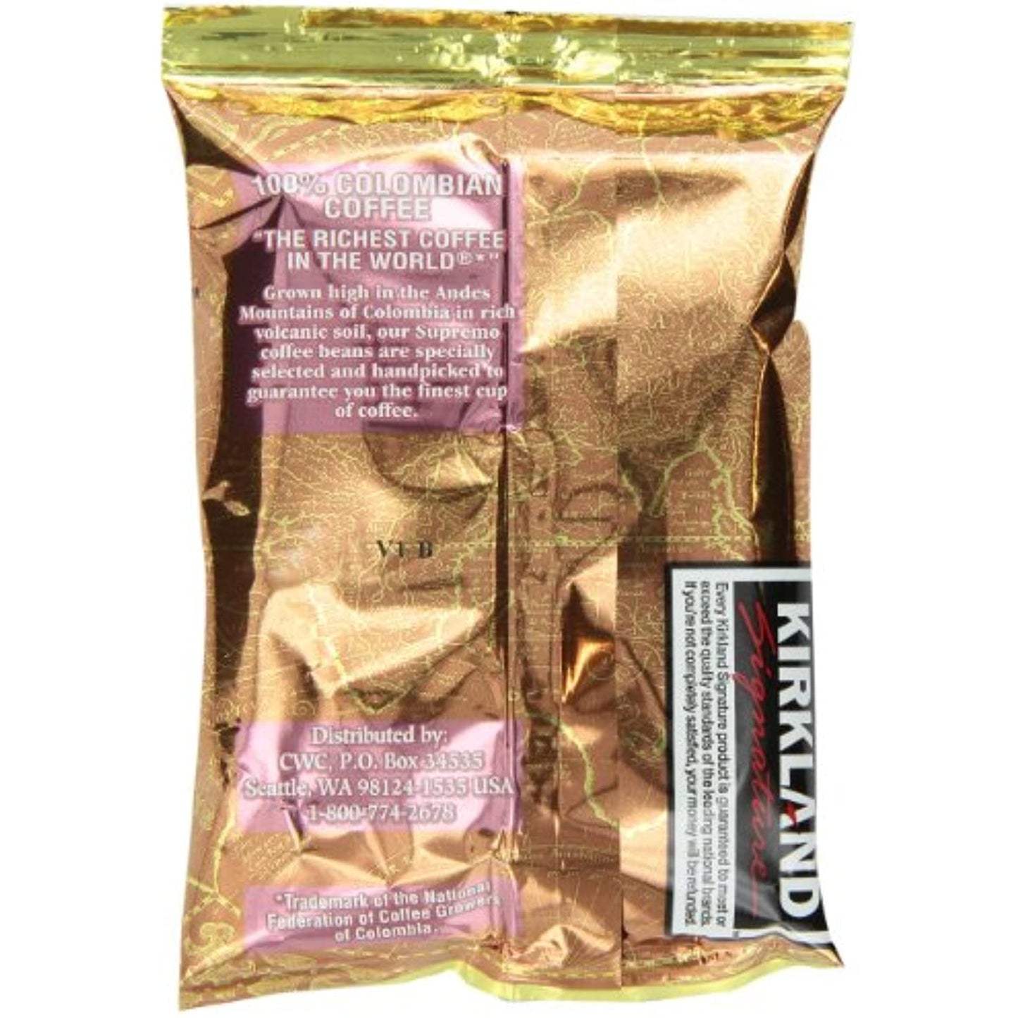 Kirkland Signature 100% Colombian Coffee, Supremo Bean Dark Roast Fine Grind, 42/1.75 ounce Pouches