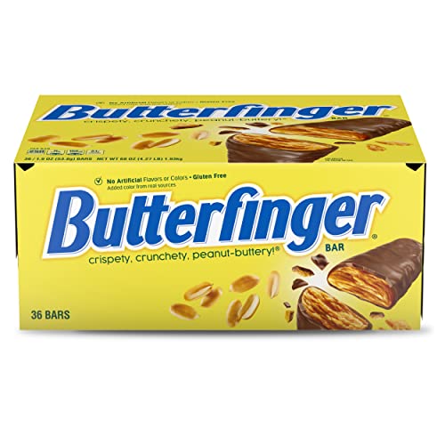 Butterfinger Chocolatey, Peanut-Buttery, Full Size Individually Wrapped Candy Bars, Great for Holiday Stocking Stuffers, 1.9 oz each