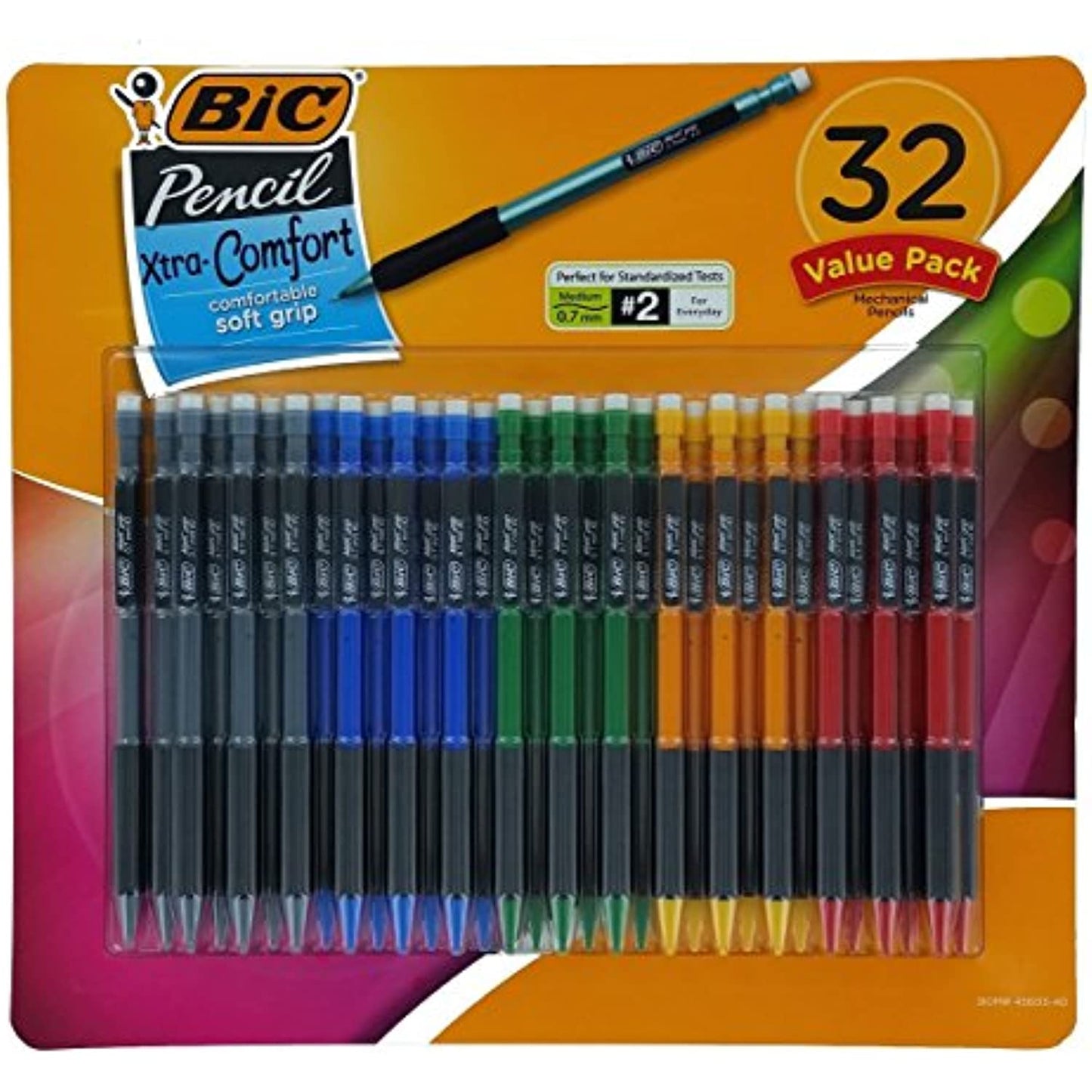 BIC Matic Grip Mechanical Pencil, HB NO 2, 0.7 mm, 32 Pencil
