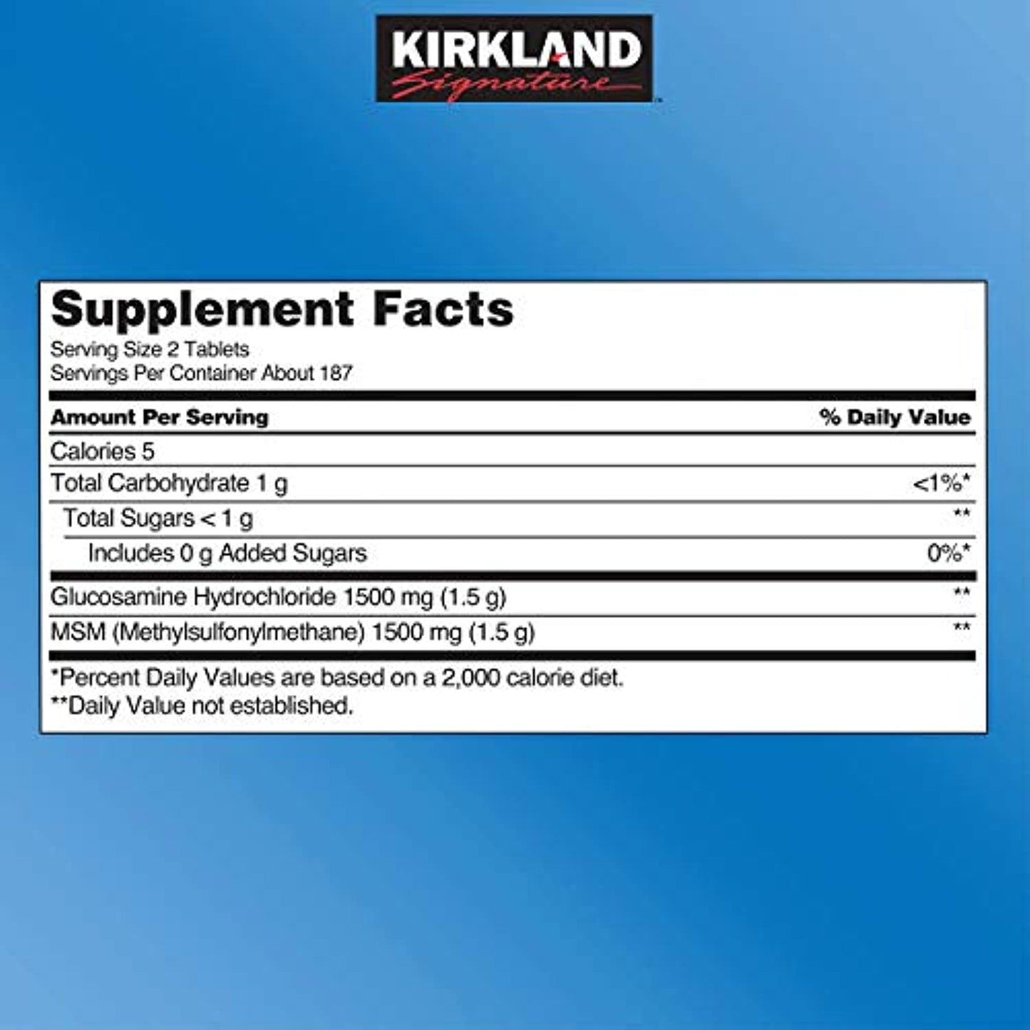 Kirkland GhZzx, Extra Strength Glucosamine HCI with MSM 375 Count (Pack of 2)