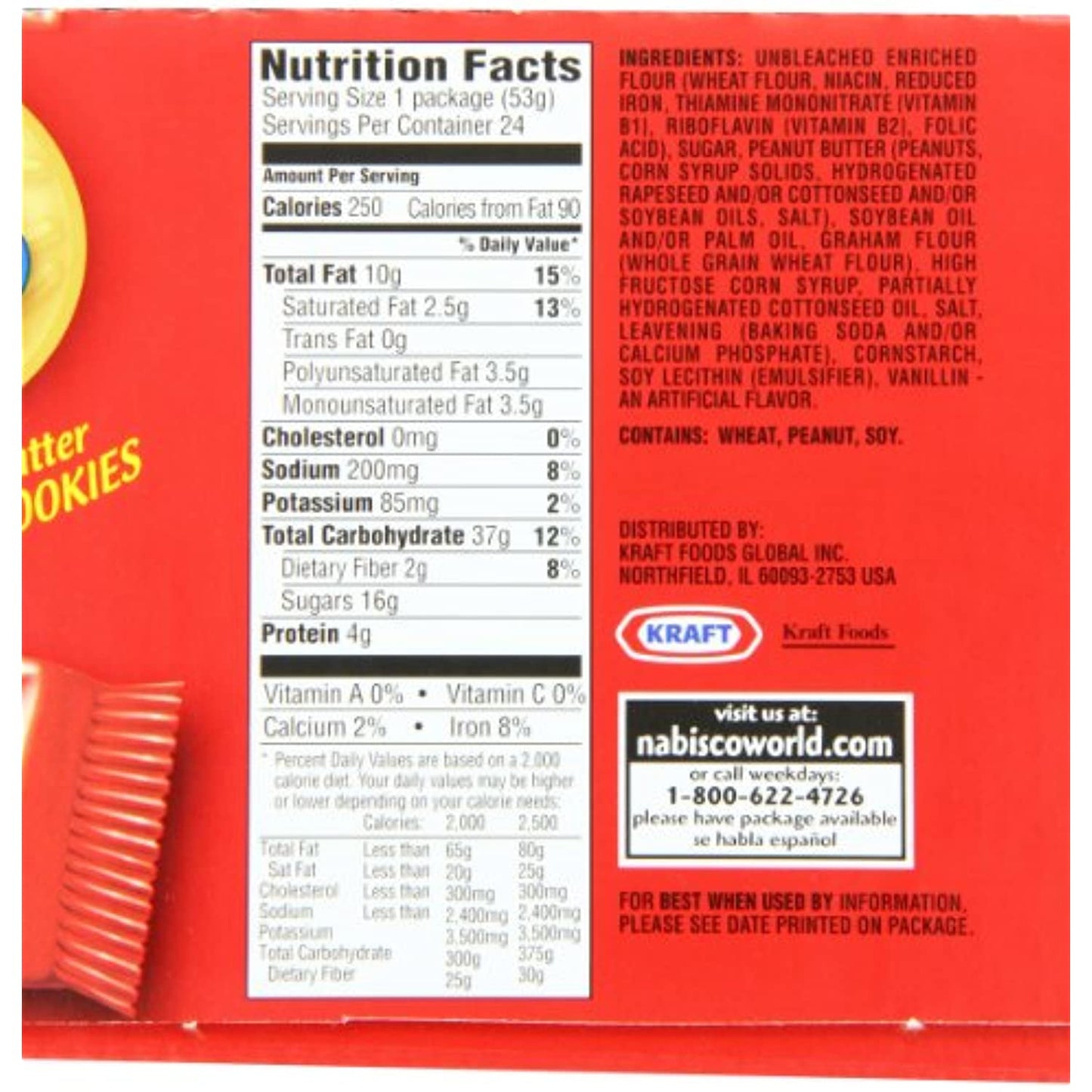 Nabisco Nutter Butter Sandwich Cookies, Peanut, 24 Count