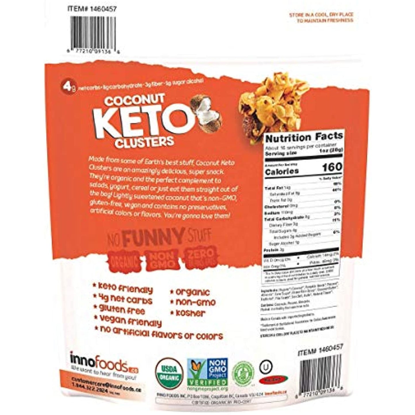 Coconut Keto Clusters with Organic Pecans, Almonds & Pumpkin Seeds - PACK OF 4