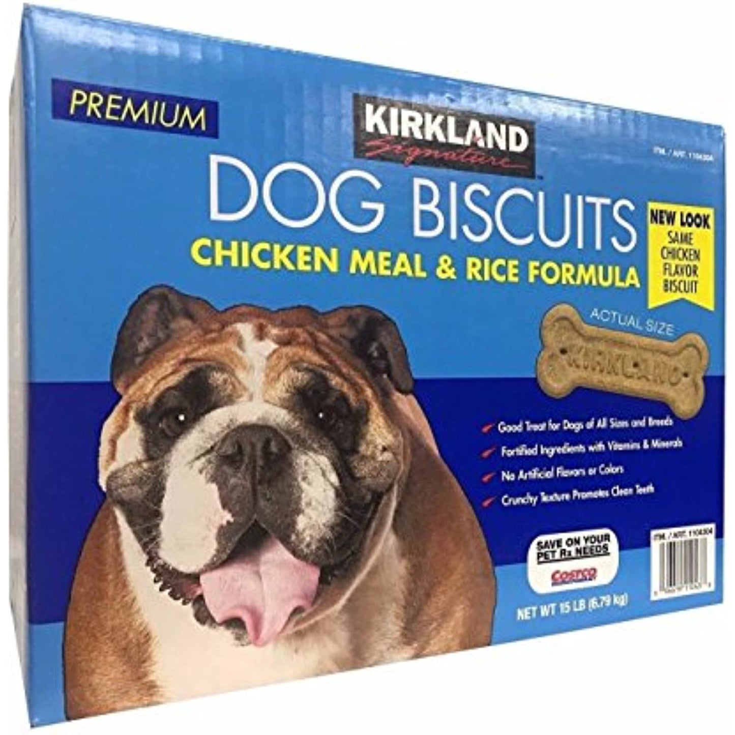 Kirkland Signature Premium Dog Biscuits Chicken Meal & Rice Formula 15 LB,standart