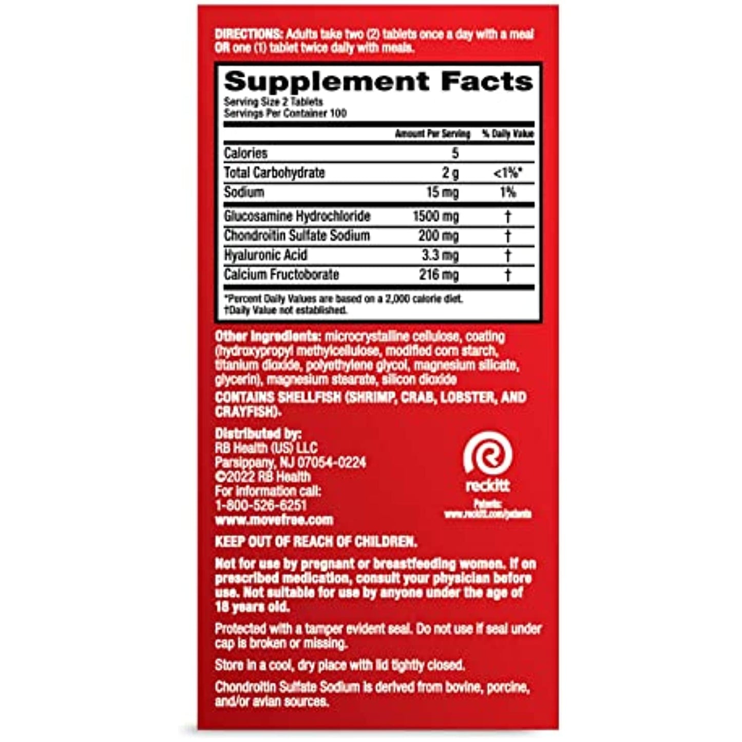 Move Free Advanced Glucosamine Chondroitin + Calcium Fructoborate Joint Support Supplement, Supports Mobility Comfort Strength Flexibility & Bone - 200 Tablets (100 servings)*