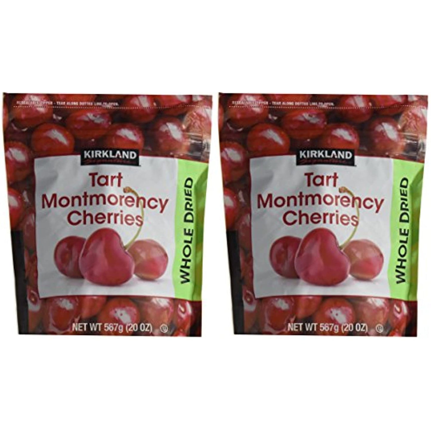 Kirkland Signature Whole Dried Tart Montmorency Cherries: 2 Bags of 20 Oz