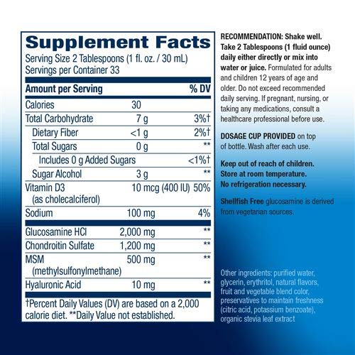 Glucosamine Chondroitin MSM - Natures Way Wellesse Joint Movement Liquid Dietary Joint Supplements Women Men - Hip Knee Back Arthritis Pain Relief with Hyaulic Acid Gluten - Move Free 33.8 oz (2)