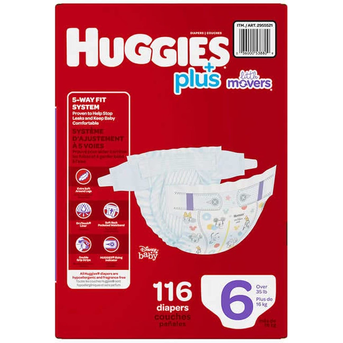 Huggies Little Movers Plus Diapers, Size 6 (116-Count)