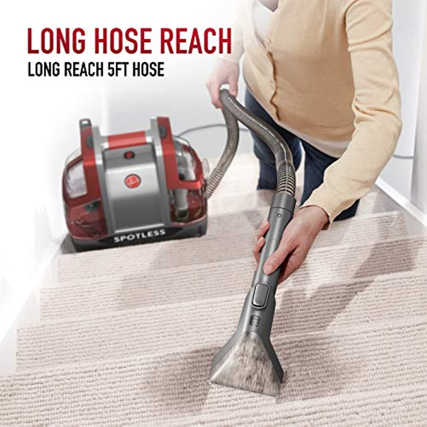 Hoover Spotless Portable Carpet & Upholstery Spot Cleaner, FH11300PC, Red