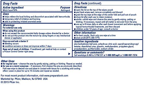 Preparation H Medicated Hemorrhoidal Wipes 180 ct, Maximum Strength Relief with Witch Hazel and Aloe, for Cleansing, Burning, Itch and Irritation Relief, 3 Packs of 60