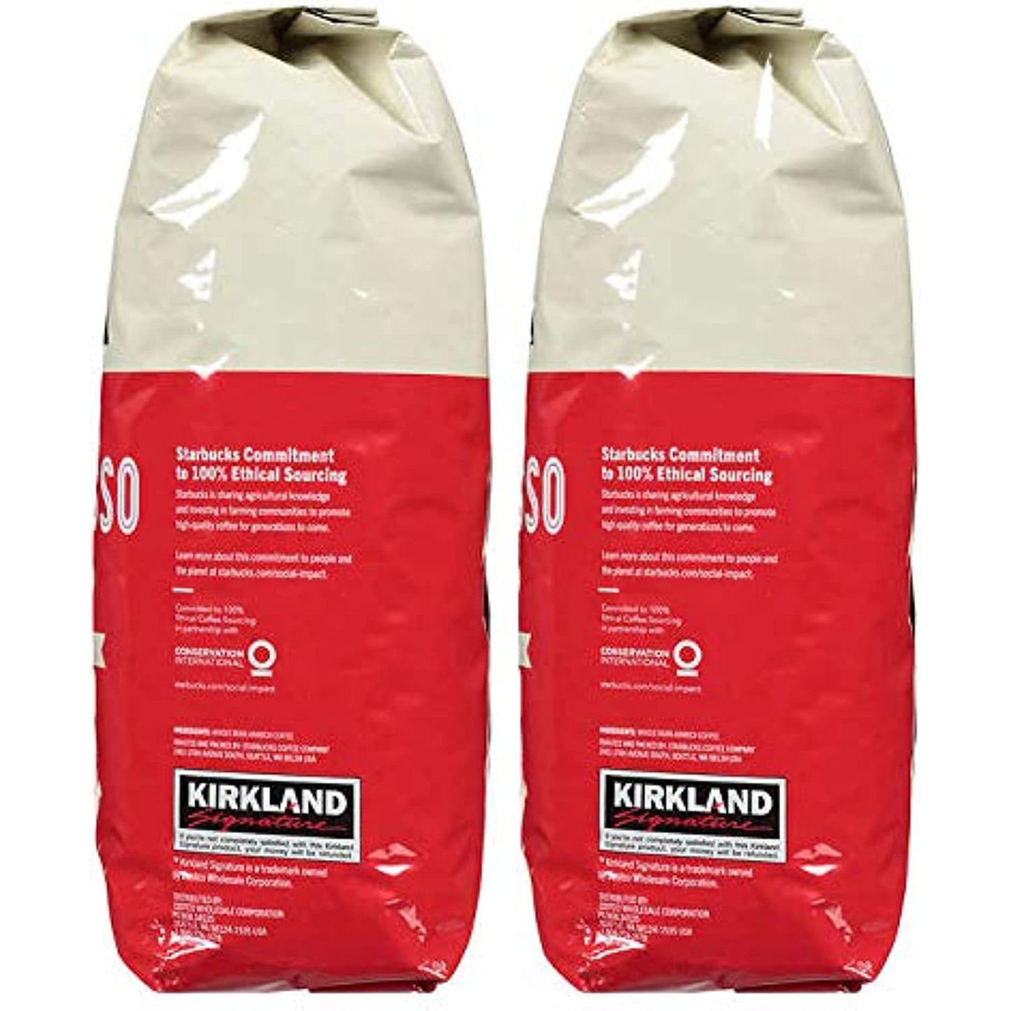 Kirkland Signature Whole Bean Coffee | Roasted by Starbucks | 40 Ounce - 2.5 LBS Espresso Blend, 2 Pack