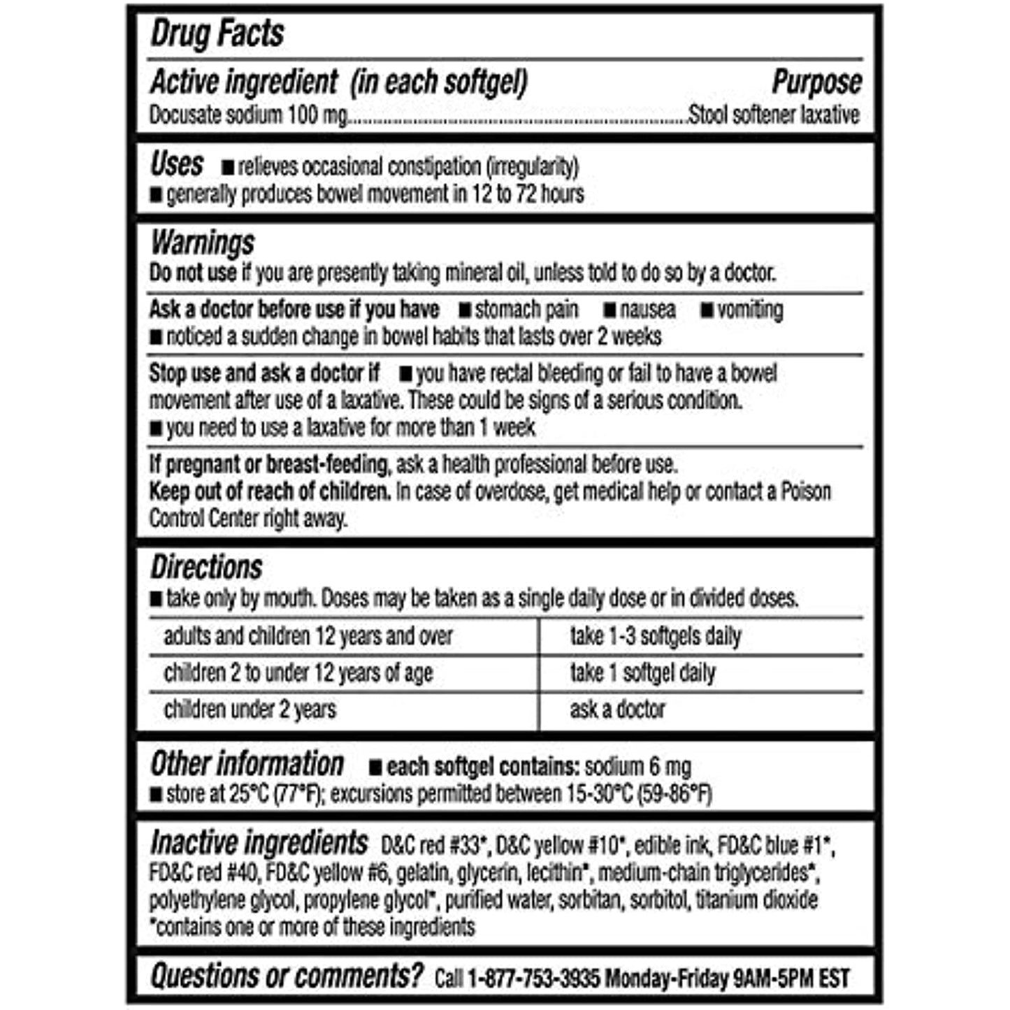 Kirkland Signature � Stool Softener Docusate Sodium 100 Mg 400 Softgels