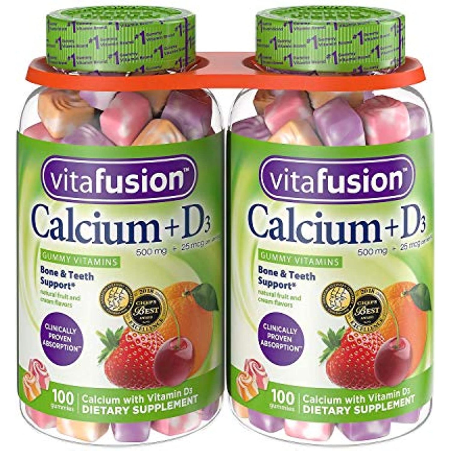 Vitafusion Calcium Gummies, 500 milligrams, 200 Count, Twin Pack