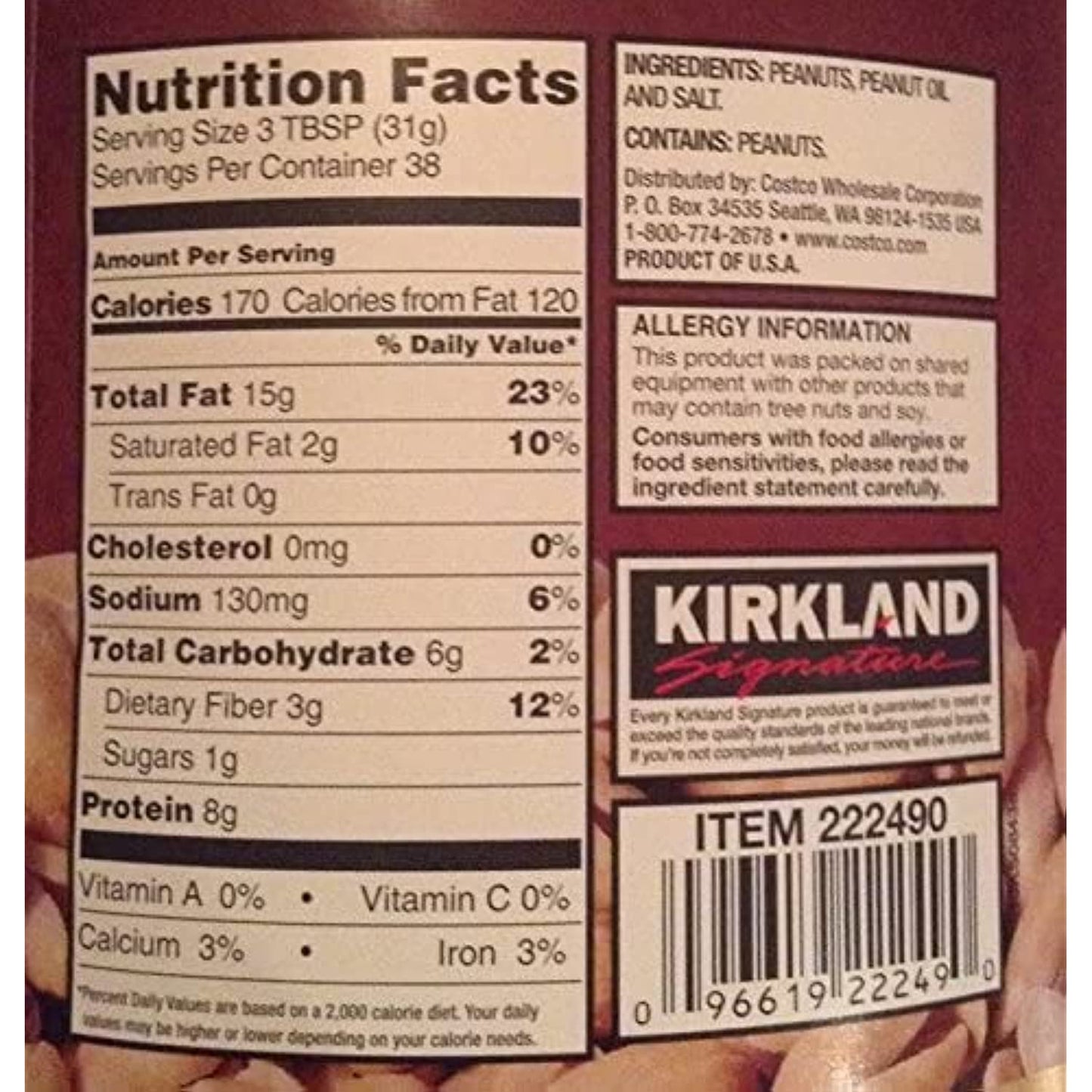Kirkland Signature Super Extra-Large Peanuts Roasted & Salted 2.5 lbs (Pack of 2)
