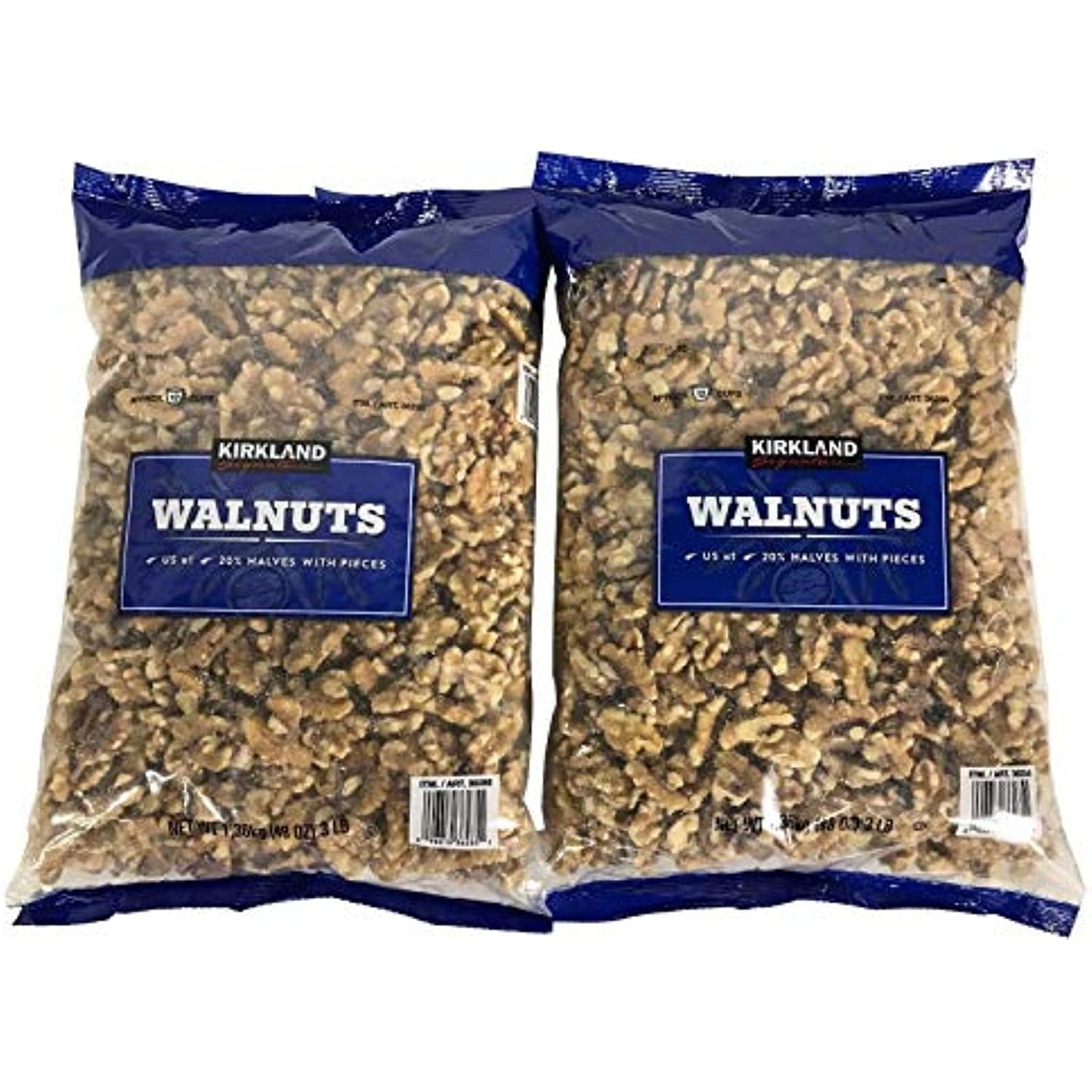 2 Pack Kirkland Signature Walnuts US #1 Quality (Two 48 OZ Packs) 6LB