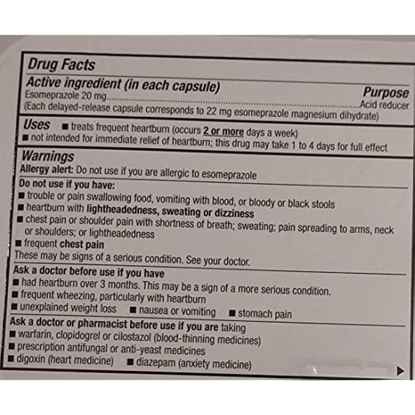 Kirkland Signature Esomeprazole Magnesium Acid Reducer 42 Capsules 20mg Delayed Release