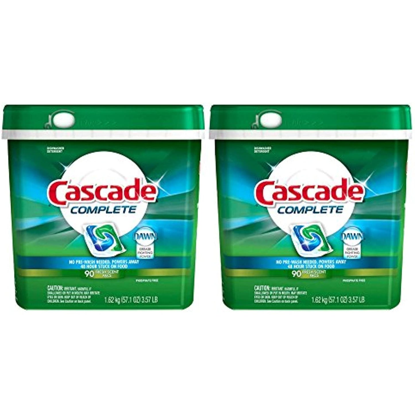 Cascade Complete Dishwasher Detergent, with Dawn Grease Fighting Power, 90 Fresh Scent Action Pacs (Pack of 2)