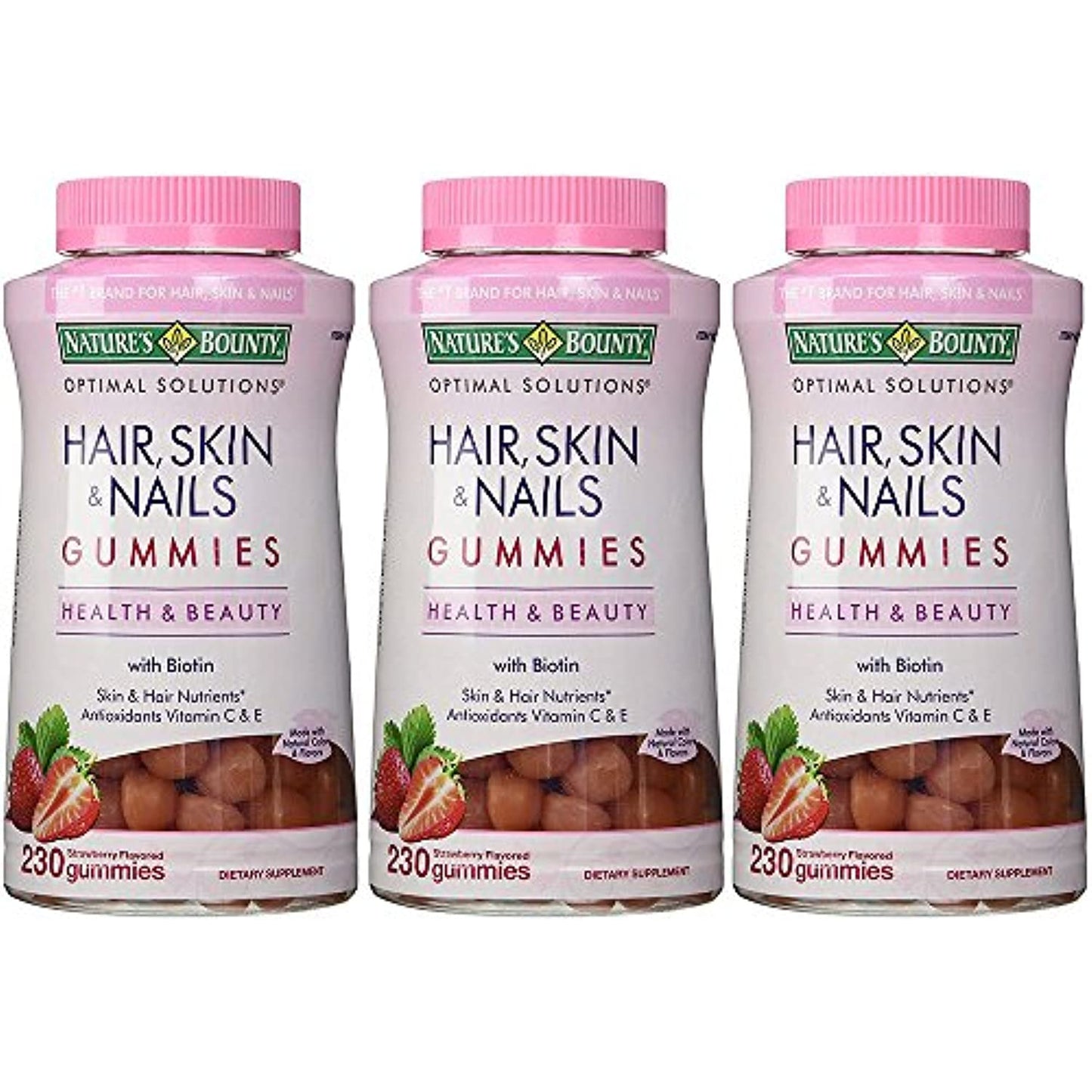 Extra Strength, Hair Skin Nails, 3 Bottles (230 Count)