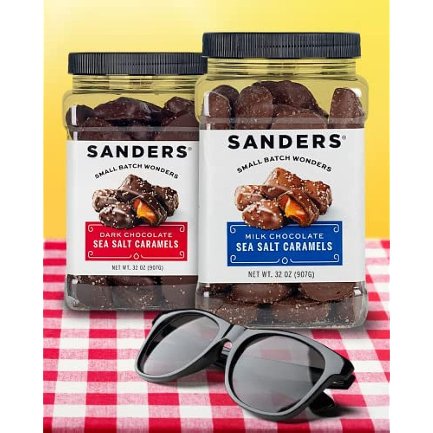 Sanders Original Small Batch Dark Chocolate Sea Salt Caramels Tub, 32 Oz