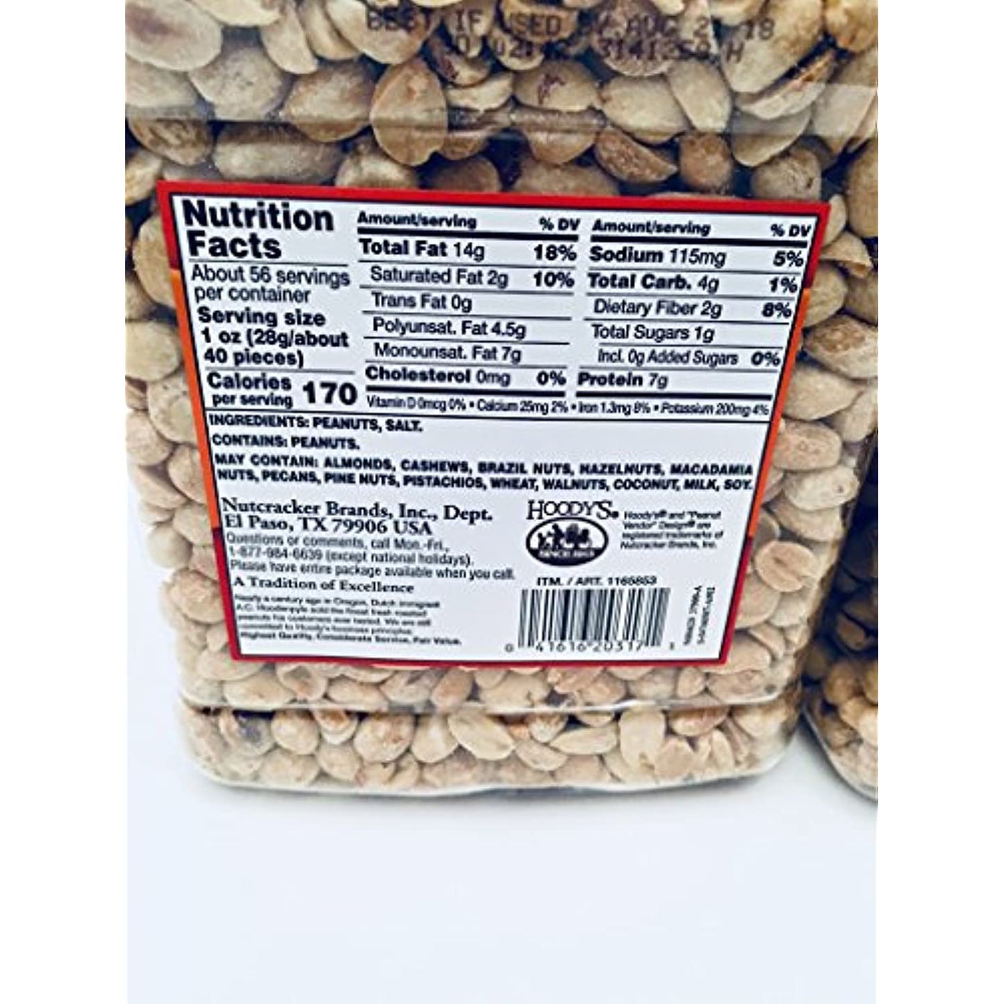 Hoodys Dry Roasted Peanuts with Sea Salt 56 Oz Jar - 2 Pack