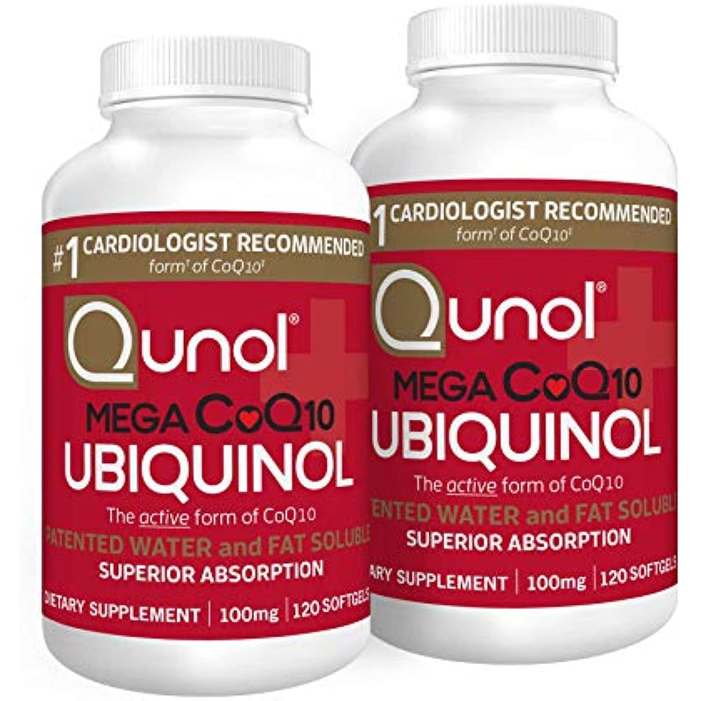 Ubiquinol CoQ10 100mg Softgels, Qunol Mega Ubiquinol 100mg - Superior Absorption - Active form of Coenzyme Q10 for Heart Health & Healthy Blood Pressure Levels - 8 Month Supply - 120 Count (Pack of 2)