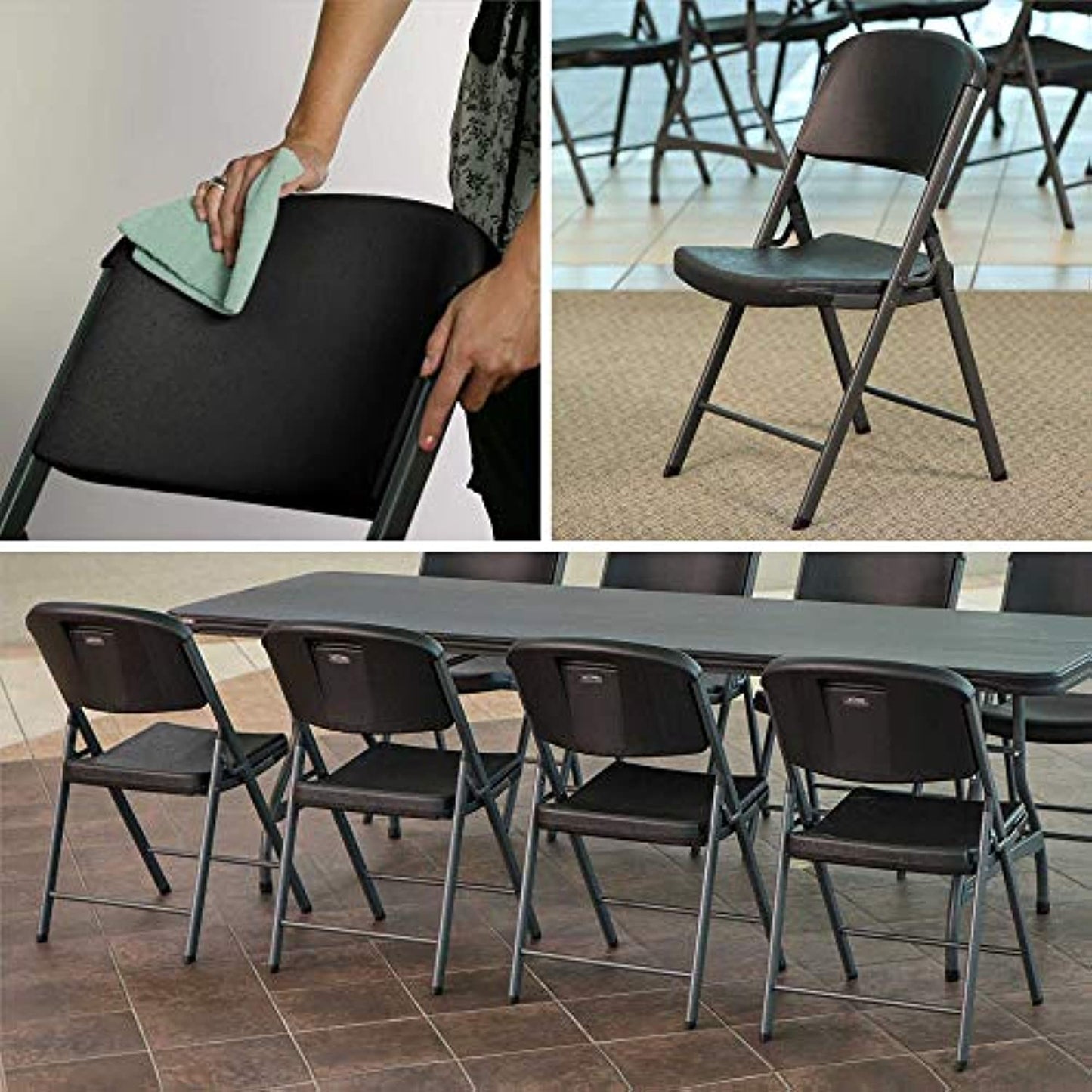 LIFETIME Commercial Grade Folding Chair, 4 Pack, Black