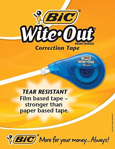 BIC Wite-Out Brand EZ Correct Correction Tape, White, 6 Count